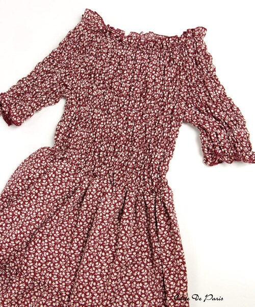 paravion（パラビオン）の「K/小花柄シャーリングティアードワンピース（ワンピース/ドレス・レディース・ブラック/ネイビー/レッド・ONE）」の12枚目の写真