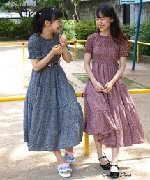 paravion | K/小花柄シャーリングティアードワンピース(ワンピース/ドレス)