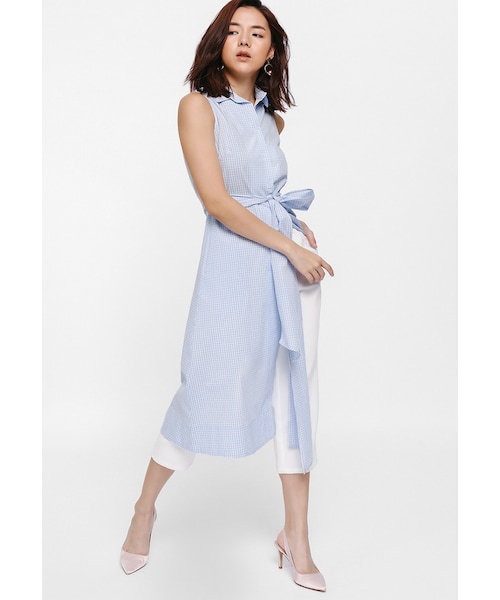 Love,Bonito(ラブボニート)の「Reyila Checkered Sash Midi Shirt Dress(その他・Baby Blue・XS/S/M/L)」の2枚目の写真