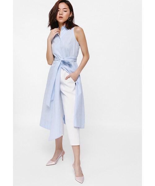 Love,Bonito(ラブボニート)の「Reyila Checkered Sash Midi Shirt Dress(その他・Baby Blue・XS/S/M/L)」の1枚目の写真