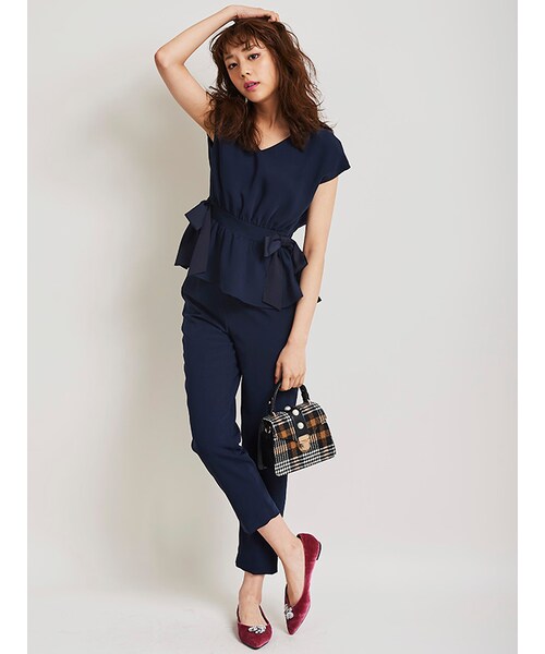 31 Sons de mode（トランテアン　ソン　ドゥ　モード）の「《予約アイテム》（オールインワン・サロペット・レディース・着用色:レッド/着用色:ネイビー/モノトーン/レッド/ネイビー・36/38）」の3枚目の写真