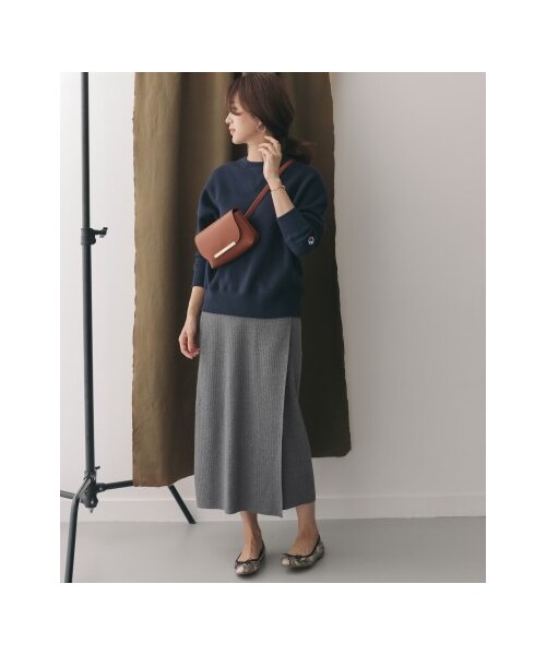 URBAN RESEARCH DOORS（アーバンリサーチドアーズ）の「【予約】リブニットスカート（スカート・レディース・T.GRAY/BLACK・one）」の4枚目の写真