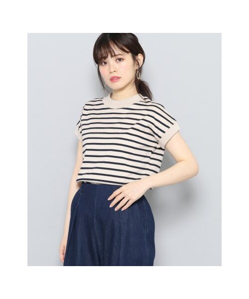 SENSE OF PLACE by URBAN RESEARCH(センスオブプレイスバイアーバンリサーチ)の「ハイネックボーダーT(半袖)(トップス・レディース・BLK×WHT/GRG×NVY・FREE)」の2枚目の写真