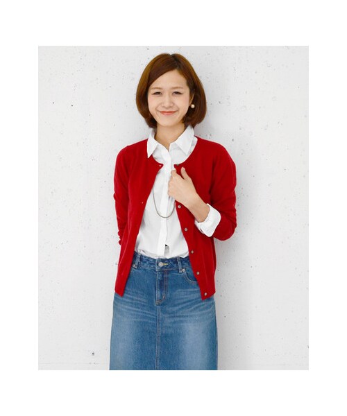 URBAN RESEARCH DOORS(アーバンリサーチドアーズ)の「ウールカシミアクルーネックカーデ(トップス・レディース・ダークグリーン/レッド/ネイビー/杢グレー/ボルドー・one)」の7枚目の写真