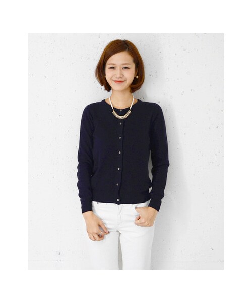 URBAN RESEARCH DOORS(アーバンリサーチドアーズ)の「ウールカシミアクルーネックカーデ(トップス・レディース・ダークグリーン/レッド/ネイビー/杢グレー/ボルドー・one)」の9枚目の写真