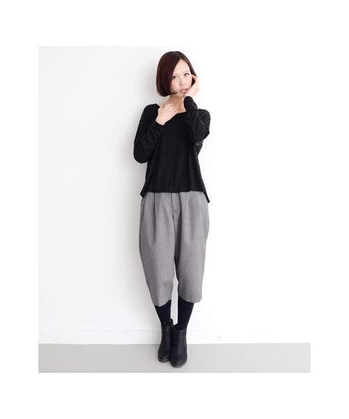 KBF（ケイビーエフ）の「ヘリンボンパンツ（パンツ・レディース・グレー/ブラック/ブルー・one）」の4枚目の写真