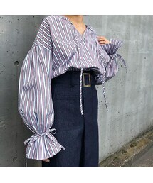ADIRA | maocollar stripe blouse(シャツ/ブラウス)