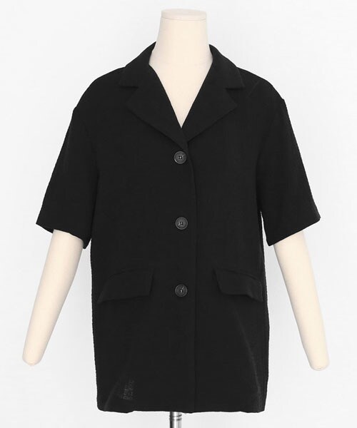 DHOLIC（ディーホリック）の「スリーボタンハーフスリーブジャケット（その他アウター・レディース・ベージュ/ブラック・FREE）」の2枚目の写真
