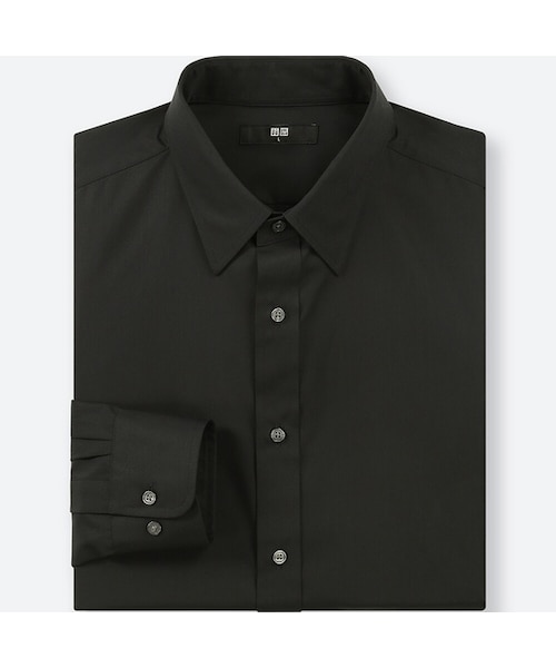 UNIQLO（ユニクロ）の「ファインクロスブロードシャツ（レギュラーカラー・ポケットなし・長袖）（シャツ/ブラウス・メンズ・BLUE 63/BLACK 09/WHITE 00・S/XXL/M/L/4XL/3XL/XS/XL）」の3枚目の写真