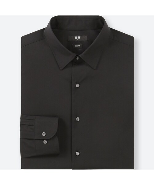 UNIQLO（ユニクロ）の「ファインクロスストレッチスリムフィットブロードシャツ（レギュラーカラー・長袖）（シャツ/ブラウス・メンズ・NAVY 69/BLACK 09/BLUE 67/WHITE 00・M/4XL/3XL/S/XL/L/XS/XXL）」の3枚目の写真