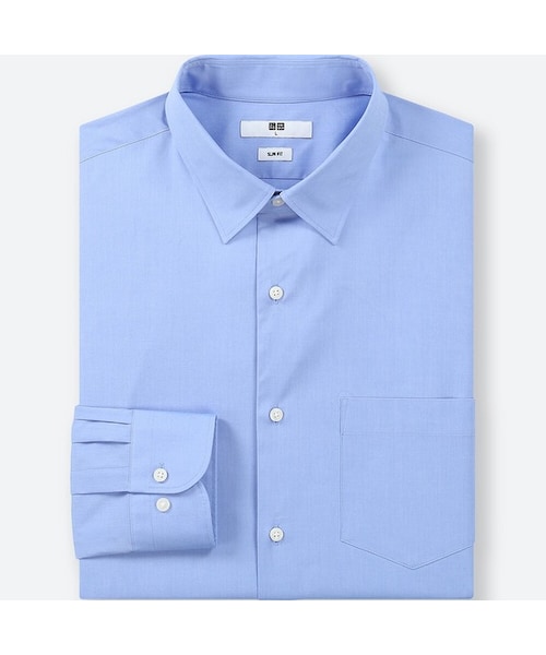 UNIQLO（ユニクロ）の「ファインクロスストレッチスリムフィットブロードシャツ（レギュラーカラー・長袖）（シャツ/ブラウス・メンズ・WHITE 00/BLUE 67/BLACK 09/NAVY 69・4XL/L/M/S/XXL/XL/3XL/XS）」の3枚目の写真