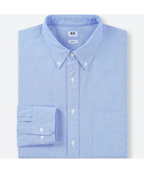 UNIQLO（ユニクロ）の「オックスフォードスリムフィットシャツ（ボタンダウン・長袖）（シャツ/ブラウス・メンズ・OFF WHITE 01/GRAY 06/BLUE 68/BLUE 64・L/XXL/S/XL/M/3XL/XS/4XL）」の3枚目の写真