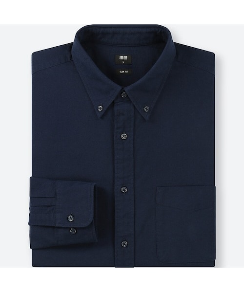 UNIQLO（ユニクロ）の「オックスフォードスリムフィットシャツ（ボタンダウン・長袖）（シャツ/ブラウス・メンズ・OFF WHITE 01/GRAY 06/BLUE 68/BLUE 64・L/XXL/S/XL/M/3XL/XS/4XL）」の4枚目の写真