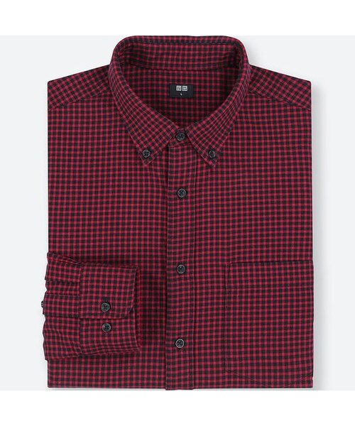 UNIQLO（ユニクロ）の「フランネルチェックシャツ（長袖）（シャツ/ブラウス・メンズ・GREEN 55/NAVY 69/RED 16・L/XXL/XS/3XL/S/XL/M/4XL）」の3枚目の写真