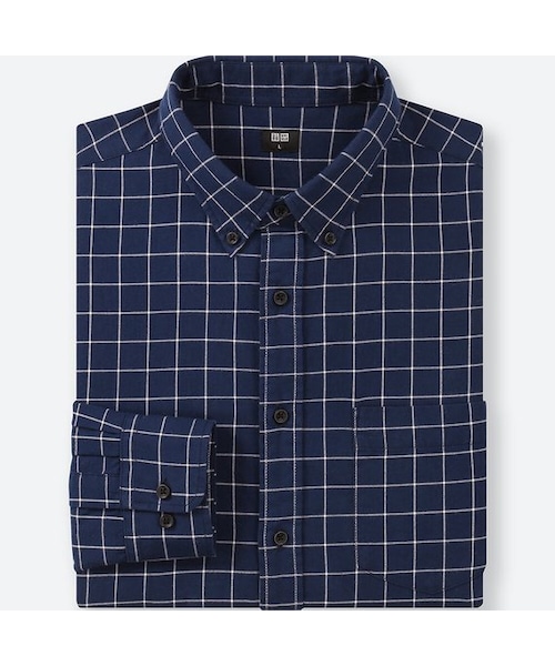 UNIQLO（ユニクロ）の「フランネルチェックシャツ（長袖）（シャツ/ブラウス・メンズ・OFF WHITE 01/BLUE 68/GRAY 06・L/XL/3XL/4XL/XXL/XS/M/S）」の3枚目の写真