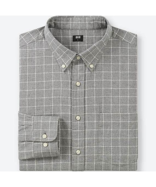 UNIQLO（ユニクロ）の「フランネルチェックシャツ（長袖）（シャツ/ブラウス・メンズ・OFF WHITE 01/BLUE 68/GRAY 06・L/XL/3XL/4XL/XXL/XS/M/S）」の2枚目の写真