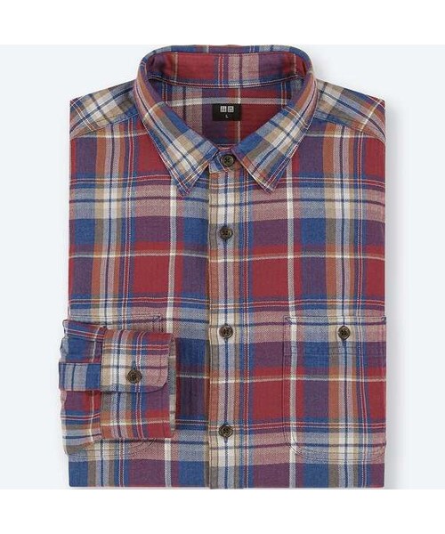 UNIQLO（ユニクロ）の「フランネルチェックシャツ（長袖）（シャツ/ブラウス・メンズ・RED 16/GREEN 54・M/XXL/XS/XL/4XL/L/3XL/S）」の2枚目の写真