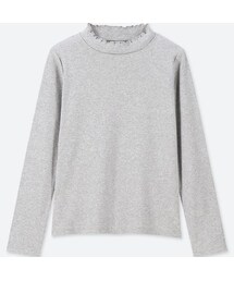 UNIQLO | GIRLS リブフリルハイネックT（長袖）(Tシャツ/カットソー)