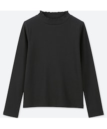 UNIQLO | GIRLS リブフリルハイネックT（長袖）(Tシャツ/カットソー)