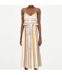 ZARA（ザラ）の「ミディ丈キャミソールストライプワンピース