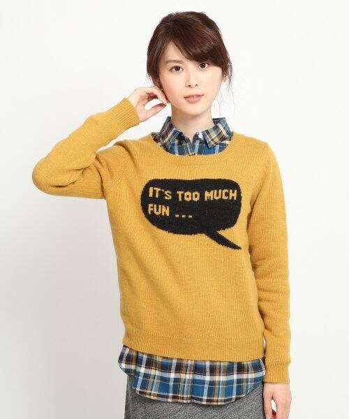 GLOBAL WORK（グローバルワーク）の「7ゲージジャガードロゴニットプルオーバー長袖（トップス・レディース・グレー15/マスタード55・Ｌ/Ｍ）」の2枚目の写真