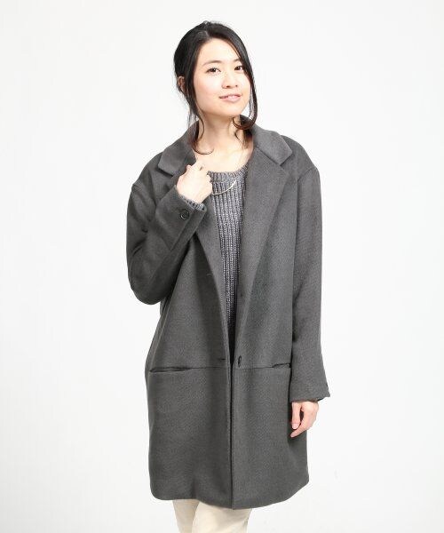 GLOBAL WORK（グローバルワーク）の「チェスターコート（ジャケット/アウター・レディース・ブラック09/グレー15/ネイビー88・Ｌ/Ｍ/Ｓ）」の2枚目の写真