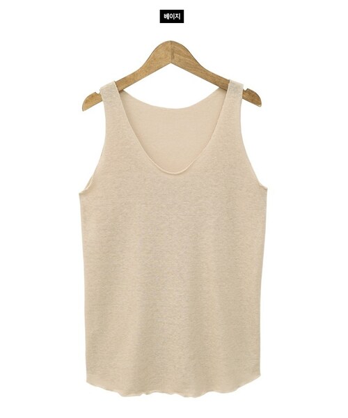 Dailyabout(デイリーアバウト)の「メロウフリルヘムノースリーブトップス(タンクトップ・レディース・ベージュ/ホワイト・FREE)」の1枚目の写真