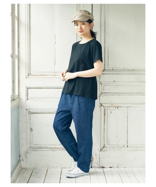 earth music&ecology（アースミュージックアンドエコロジー）の「・デニムバルーンパンツ（パンツ・ライトインディゴ/ダークインディゴ・S/M/L）」の8枚目の写真