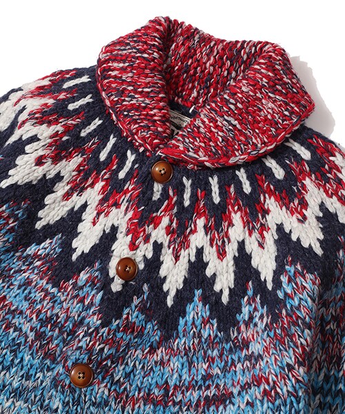 CAMBIO（カンビオ）の「FEATHER NECKLINE HANDKNIT COWICHAN カーディガン(TKNF1806)（その他・メンズ・RED・Sサイズ/Mサイズ/Lサイズ）」の4枚目の写真