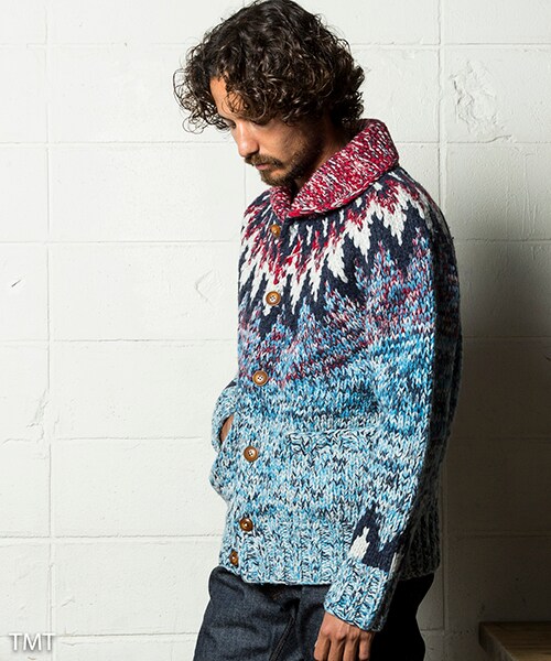 CAMBIO（カンビオ）の「FEATHER NECKLINE HANDKNIT COWICHAN カーディガン(TKNF1806)（その他・メンズ・RED・Sサイズ/Mサイズ/Lサイズ）」の11枚目の写真
