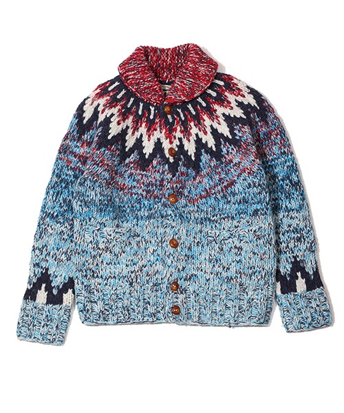 CAMBIO（カンビオ）の「FEATHER NECKLINE HANDKNIT COWICHAN カーディガン(TKNF1806)（その他・メンズ・RED・Sサイズ/Mサイズ/Lサイズ）」の2枚目の写真