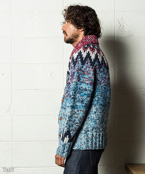 CAMBIO（カンビオ）の「FEATHER NECKLINE HANDKNIT COWICHAN カーディガン(TKNF1806)（その他・メンズ・RED・Sサイズ/Mサイズ/Lサイズ）」の12枚目の写真