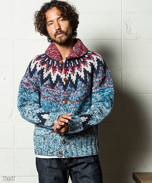 CAMBIO（カンビオ）の「FEATHER NECKLINE HANDKNIT COWICHAN カーディガン(TKNF1806)（その他・メンズ・RED・Sサイズ/Mサイズ/Lサイズ）」の9枚目の写真