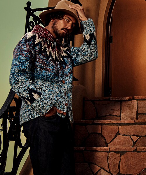 CAMBIO（カンビオ）の「FEATHER NECKLINE HANDKNIT COWICHAN カーディガン(TKNF1806)（その他・メンズ・RED・Sサイズ/Mサイズ/Lサイズ）」の7枚目の写真