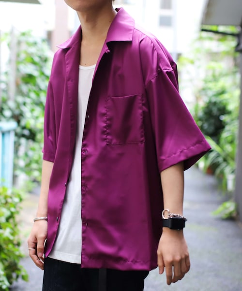 LIDNM（リドム）の「マイクロスパンオープンカラーシャツ【ダークパープル】（シャツ/ブラウス・メンズ・パープル・S.M.L）」の2枚目の写真