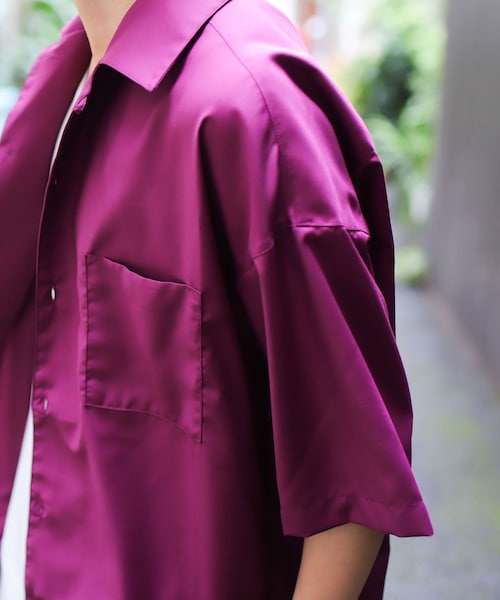 LIDNM（リドム）の「マイクロスパンオープンカラーシャツ【ダークパープル】（シャツ/ブラウス・メンズ・パープル・S.M.L）」の5枚目の写真