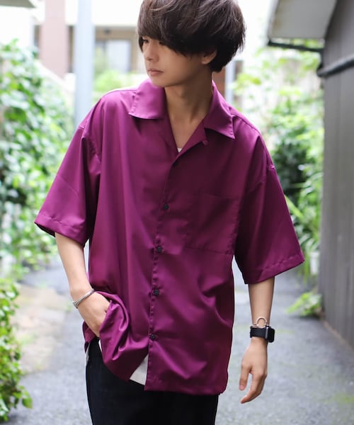 LIDNM（リドム）の「マイクロスパンオープンカラーシャツ【ダークパープル】（シャツ/ブラウス・メンズ・パープル・S.M.L）」の8枚目の写真