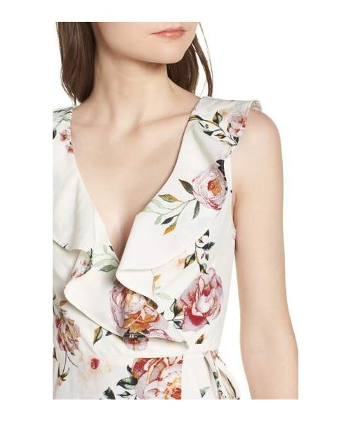 chinese dress ladies Santiago Cut-Out Ruffle Maxi Dress White Selfie Leslie