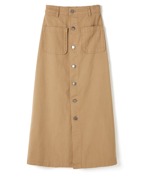GRL（グレイル）の「前ボタンポケットツイルスカート（スカート・レディース・カーキ/ベージュ・M）」の2枚目の写真
