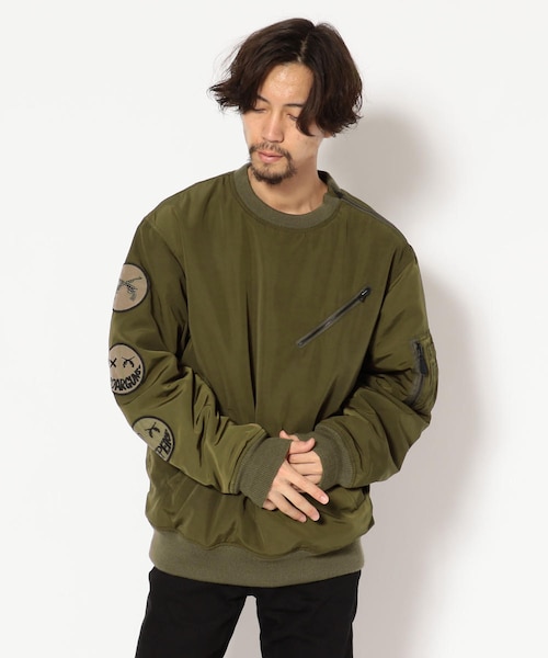 roar(ロアー)の「【先行予約】【別注】AVIREX×roar/TYPE MA-1 CREW NECK WAPPEN CUSTOM(ジャケット/アウター・メンズ・BLACK/OLIVE・M/L/XL/XXL)」の1枚目の写真