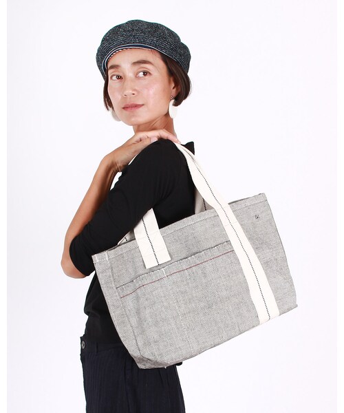 45R（フォーティファイブアール）の「ツイードダックTOTE BAG 小（バッグ・ベージュ/チャコール・0-フリー）」の9枚目の写真