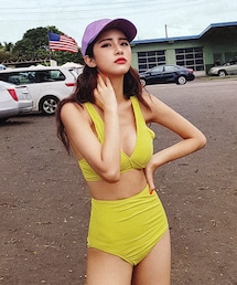 DHOLIC | ソリッドカラーVネックビキニ(水着)