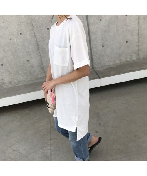 copine（コピン）の「再入荷！シンプルロングTシャツ/チュニック(3color)【クリックポスト対象商品】（Tシャツ/カットソー・レディース・その他）」の9枚目の写真