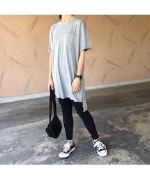 copine | 再入荷！シンプルロングTシャツ/チュニック(3color)【クリックポスト対象商品】(Tシャツ/カットソー)