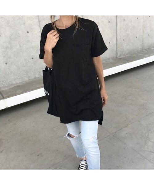 copine（コピン）の「再入荷！シンプルロングTシャツ/チュニック(3color)【クリックポスト対象商品】（Tシャツ/カットソー・レディース・その他）」の12枚目の写真