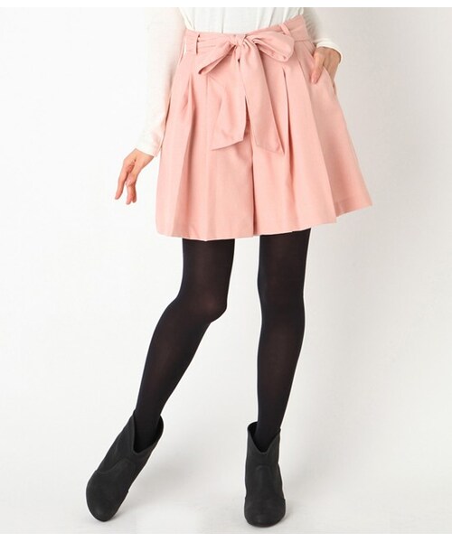 VIS（ビス）の「★自宅で洗える★ウエストリボンタックキュロット（パンツ・レディース・グレー/ピンク/ブラック/ベージュ・M/S）」の4枚目の写真