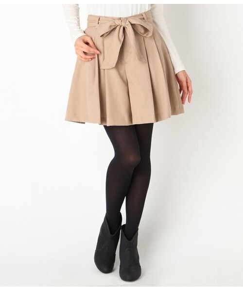 VIS（ビス）の「★自宅で洗える★ウエストリボンタックキュロット（パンツ・レディース・グレー/ピンク/ブラック/ベージュ・M/S）」の3枚目の写真