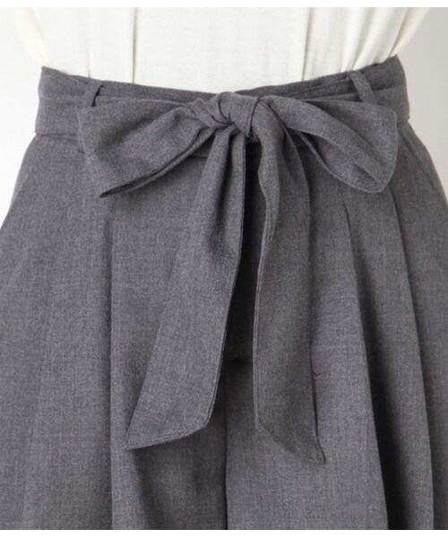 VIS（ビス）の「★自宅で洗える★ウエストリボンタックキュロット（パンツ・レディース・グレー/ピンク/ブラック/ベージュ・M/S）」の8枚目の写真
