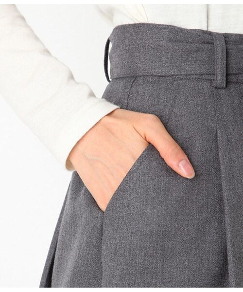 VIS（ビス）の「★自宅で洗える★ウエストリボンタックキュロット（パンツ・レディース・グレー/ピンク/ブラック/ベージュ・M/S）」の9枚目の写真