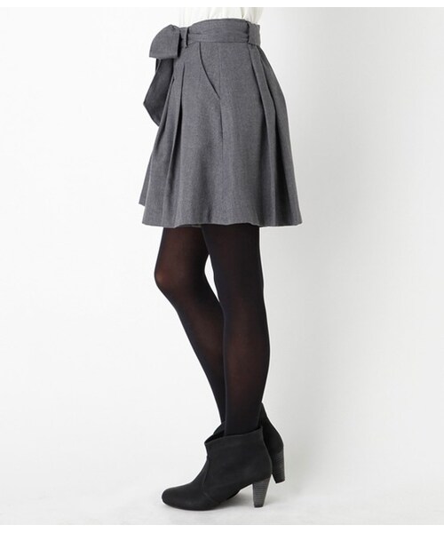 VIS（ビス）の「★自宅で洗える★ウエストリボンタックキュロット（パンツ・レディース・グレー/ピンク/ブラック/ベージュ・M/S）」の6枚目の写真